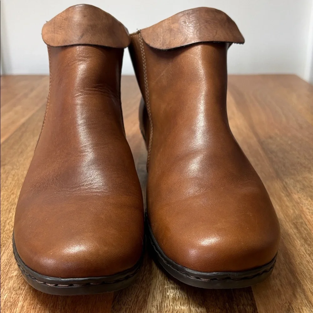 Reiker Brown Leather Lined Zipper Ankle Boots Size 41